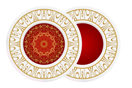 floral ornament plate for wall desight. vector illustration.のイラスト素材