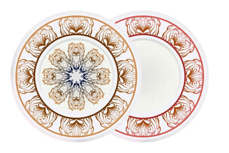 Set of round floral frame and mandala ornament. Vector illustrationのイラスト素材