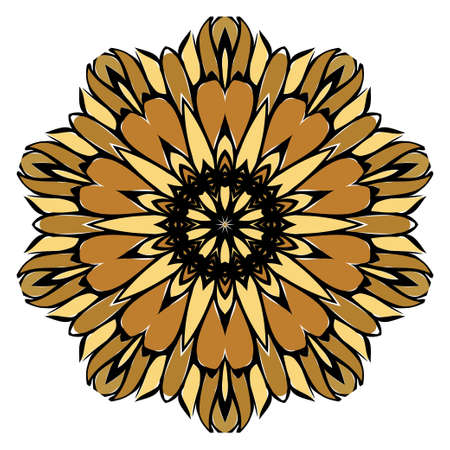 Oriental Mandala. Vintage Decorative Elements. Vector illustration. Golden color. For Coloring Book, Greeting Card, Invitation, Tattoo. Anti-Stress Therapy Patternのイラスト素材