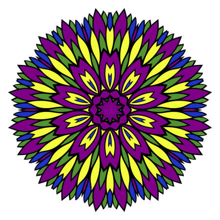 Pattern of mandala. Vector illustration. Modern Decorative floral color mandala. Decorative Cicle ornament. Floral design. Anti-stress therapy patternのイラスト素材