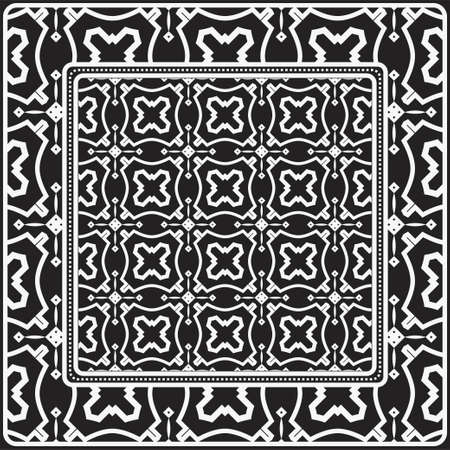 Design Of A Scarf With A Geometric Pattern . Vector illustration. Black and white color. For fashion print, modern design, scrapbooking, backgroundのイラスト素材
