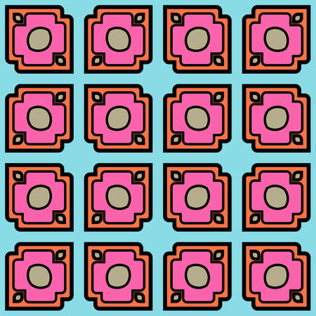 Color decorative seamless pattern with geometric ornamnet. Vector illustration.のイラスト素材