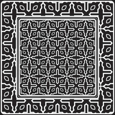 Design Of A Scarf With A Geometric Pattern . Vector illustration. Black and white color. For fashion print, modern design, scrapbooking, backgroundのイラスト素材