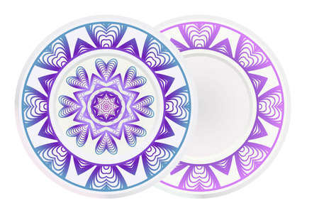 Set of two round ornament with decorative mandala. Vector illustration.のイラスト素材