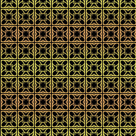 Luxury seamless Lace Geometric Ornament. Vector illustration. Black, gold color.のイラスト素材