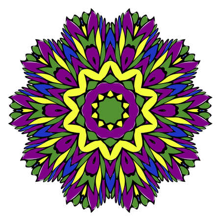 Pattern of mandala. Vector illustration. Modern Decorative floral color mandala. Decorative Cicle ornament. Floral design. Anti-stress therapy patternのイラスト素材