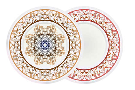 Set of round floral frame and mandala ornament. Vector illustrationのイラスト素材