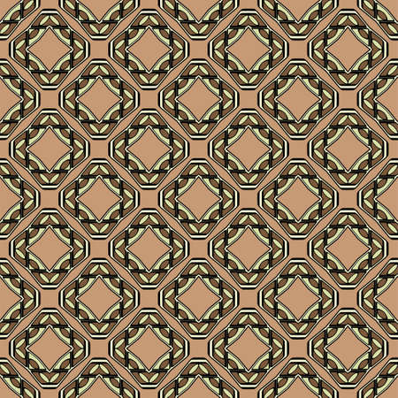 Abstract Vector Seamless Pattern With Abstract Geometric retro Style. Repeating Sample Figure And Line. For Modern Interiors Design, Wallpaper, Textile Industry. Brown, light olive color.のイラスト素材
