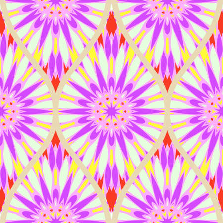Seamless floral geometric pattern. Vector illustration. Bright color ornament.のイラスト素材