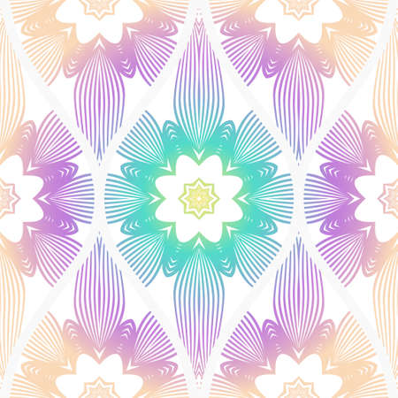 Seamless decorative pattern with floral decoration. Vector illustration.のイラスト素材