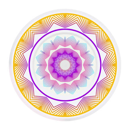 Decorative round frame and floral mandala ornament. Vector illustration. For kitchen decoration.のイラスト素材
