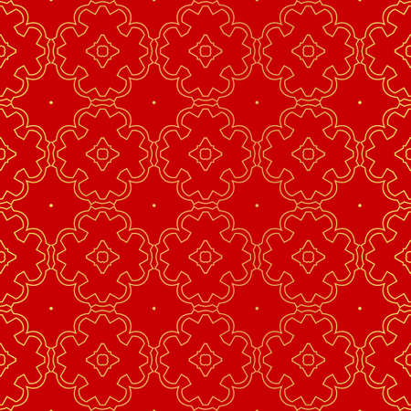 Luxury Stylish Geometry Seamless Pattern Art Deco Background. Texture For Wallpaper, Invitation. Vector Illustration. red gold color.のイラスト素材