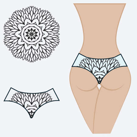 decorative women's pants with a floral pattern. Vector illustration. Fashionable print. An example of a design on a mannequin.のイラスト素材