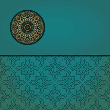 Template card with mandala. Vector. Oriental design for Christmas party invitation, Ramadan holiday, New year greeting, beauty spa salon, weddingのイラスト素材