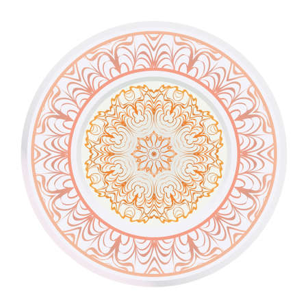 Creative round ornament with mandala. Vector illustration. For kitchen decoration.のイラスト素材