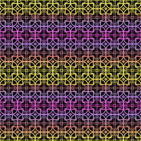 Color seamless geometric pattern with dark background. Vector illustration.のイラスト素材