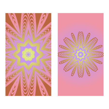 Creative invitation card template with floral round mandala. Vector illustration. Pastel color.のイラスト素材