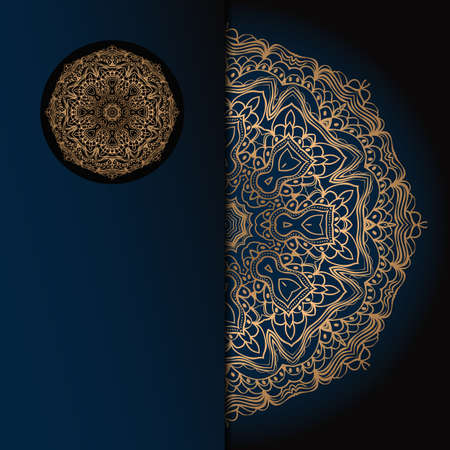 Vintage luxury decorative design of golden mandala. Vector illustration. Floral ornamentのイラスト素材