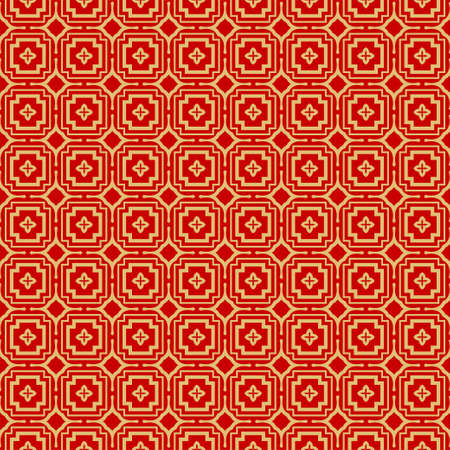 Modern Stylish Geometry Seamless Pattern Art Deco Background. Luxury Texture For Wallpaper, Invitation. Vector Illustration. Red gold color.のイラスト素材