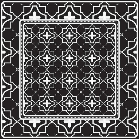 Design Of A Scarf With A Geometric Pattern . Vector illustration. Black and white color. For fashion print, modern design, scrapbooking, backgroundのイラスト素材