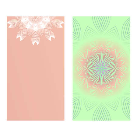 Two card with spring floral ornament. Vector illustration. For invitation.のイラスト素材