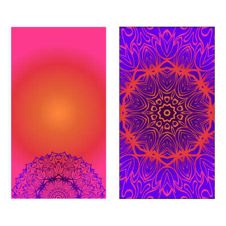 Decorative invitation template with mandala decoration. Vector illustration.のイラスト素材