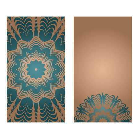 Cards Or Invitations Set With Mandala Ornament. Vector Illustration. For Wedding, Bridal, Valentine's Day, Greeting Card Invitationのイラスト素材