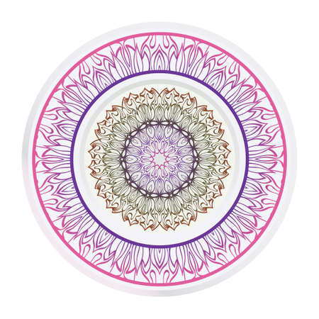 Decorative round ornament. Frame decoration with floral mandala. Vector illustration.のイラスト素材
