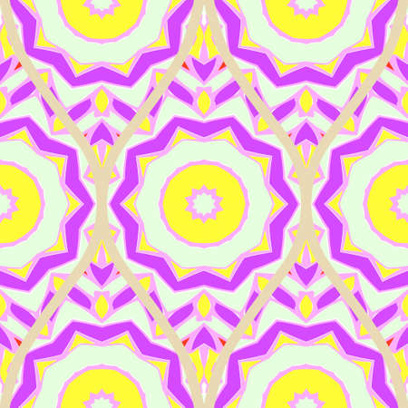 Seamless floral geometric pattern. Vector illustration. Bright color ornament.のイラスト素材