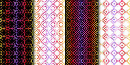 Set of Seamless Geometrical Linear Texture. Original Geometrical Puzzle. Backdrop. Vector illustrationのイラスト素材