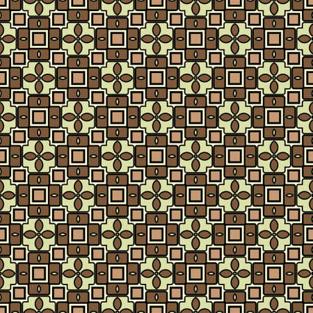 Abstract Vector Seamless Pattern With Abstract Geometric retro Style. Repeating Sample Figure And Line. For Modern Interiors Design, Wallpaper, Textile Industry. Brown, light olive color.のイラスト素材
