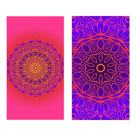 Decorative invitation template with mandala decoration. Vector illustration.のイラスト素材