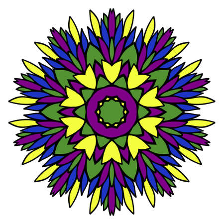 Pattern of mandala. Vector illustration. Modern Decorative floral color mandala. Decorative Cicle ornament. Floral design. Anti-stress therapy patternのイラスト素材
