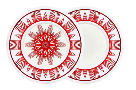 Decorative plates with Mandala ornament patterns. Home decor background. Vector illustration.のイラスト素材