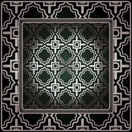 Geometric Ornament With Frame, Border. Art-Deco Background. Bandanna, Shawl, Scarf, Tablecloth Design.のイラスト素材