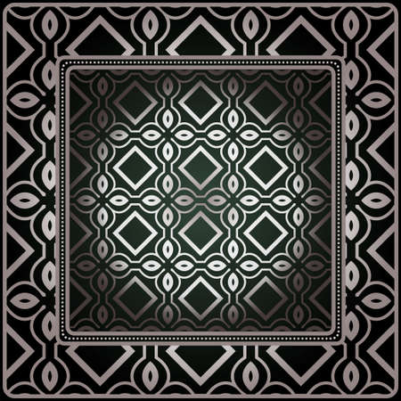 Geometric Ornament With Frame, Border. Art-Deco Background. Bandanna, Shawl, Scarf, Tablecloth Design.のイラスト素材