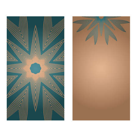 Card Template With Floral Mandala Pattern. Business Card For Fitness Center, Sport Emblem, Meditation Class. Vector Illustrationのイラスト素材
