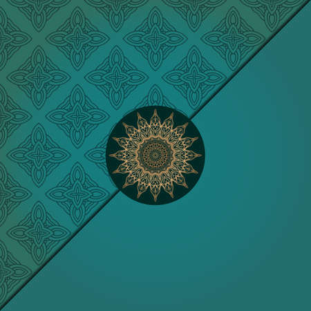 Template card with mandala. Vector. Oriental design for Christmas party invitation, Ramadan holiday, New year greeting, beauty spa salon, weddingのイラスト素材