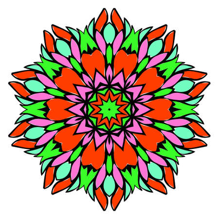 Floral color mandala. Vector illustration. Decorative ornament.のイラスト素材