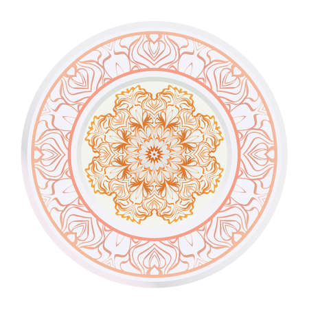 Creative round ornament with mandala. Vector illustration. For kitchen decoration.のイラスト素材