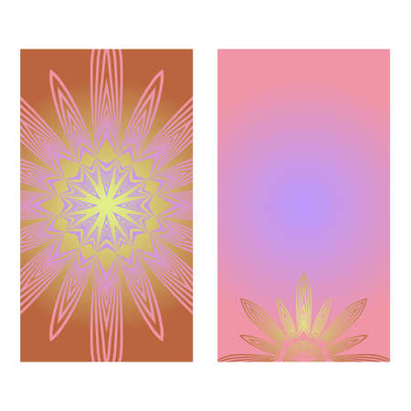 Creative invitation card template with floral round mandala. Vector illustration. Pastel color.のイラスト素材