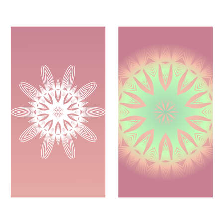 Two card with spring floral ornament. Vector illustration. For invitation.のイラスト素材