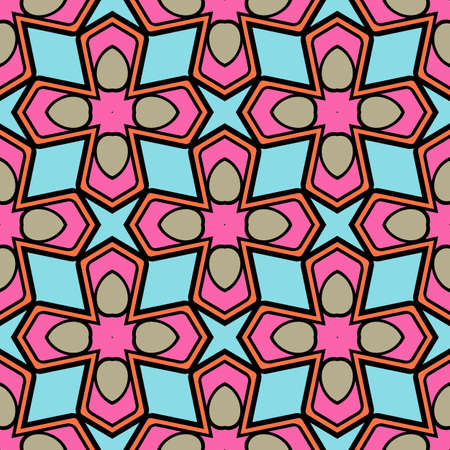 Color decorative seamless pattern with geometric ornamnet. Vector illustration.のイラスト素材