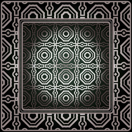 Background, Geometric Pattern With Ornate Lace Frame. Illustration. For Tablecloth, Scarf Print, Fabric, Covers, Scrapbooking, Bandana, Pareo, Shawlのイラスト素材