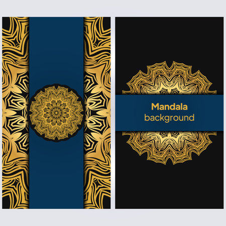 template with floral Mandala ornament. Lace pattern with hand drawn striped colorful Mandala. Vector illustrationのイラスト素材