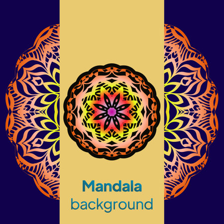 Invitation or Card template with floral mandala pattern. Decorative background for Wedding, greeting cards, Birthday Invitation. Vectorのイラスト素材