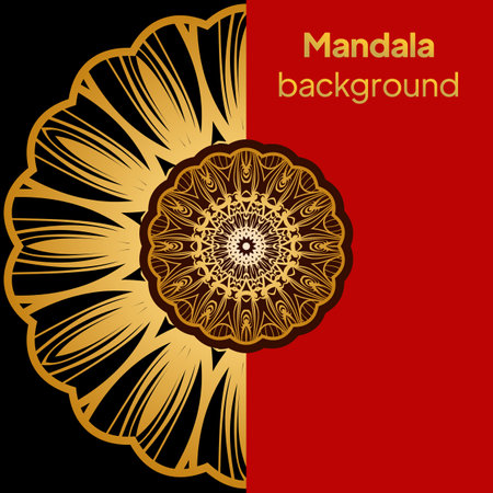 Flyer pages Ornament Illustration Concept with Mandala. Vintage Art Indian, Magazine. Vector Decorative Layout Design. Vectorのイラスト素材