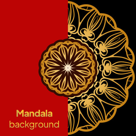 Invitation Or Card Template With Floral Mandala Pattern. Decorative Background For Wedding, Greeting Cards, Birthday Invitation. Vectorのイラスト素材