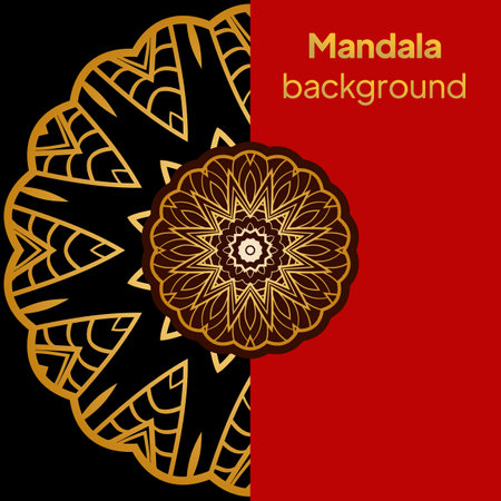 template with floral Mandala ornament. Lace pattern with hand drawn striped colorful Mandala. Vector illustrationのイラスト素材