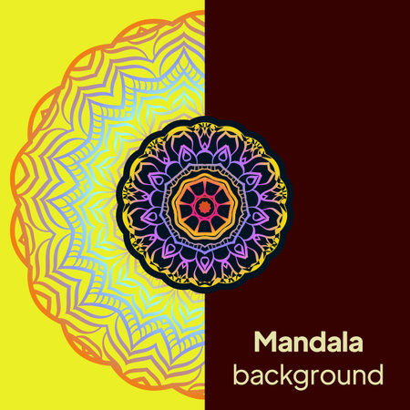 Background with lace mandala ornament. Template greeting card design. Decoration elements for design invitation, wedding cards, greeting cards. Vectorのイラスト素材